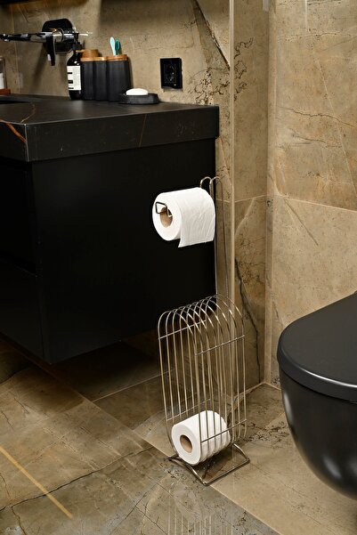 Edora Home Οβάλ γωνιακή ανοξείδωτη κρεμάστρα για ρολό τουαλέτας - Organizer Dispenser με ασημί ανταλλακτικό