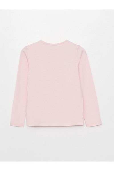 LC Waikiki Tricou cu mânecă lungă pentru fete cu imprimeu cu gâtul rotund (W3)