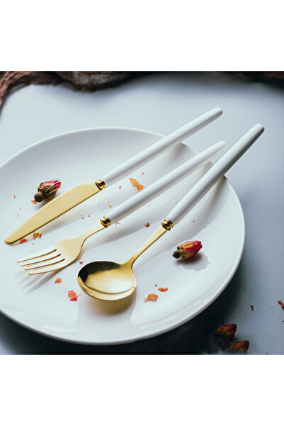 sharpdo Stainless steel tableware with ceramic handle High-end tableware Spoon soup spoon fork