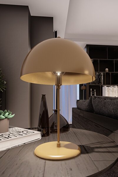 avizade Hemispheric Iron Head E27 Bulb Compatible Table Lamp Lampshade-Antique-Gold Color