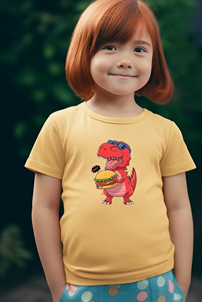 oneagılyazı Tricou supradimensionat pentru copii cu imprimeu Dinozaur Eating ...