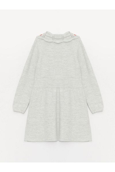 LC Waikiki Baby Collar Embroidered Long Sleeve Girl's Knitwear Dress (W3)