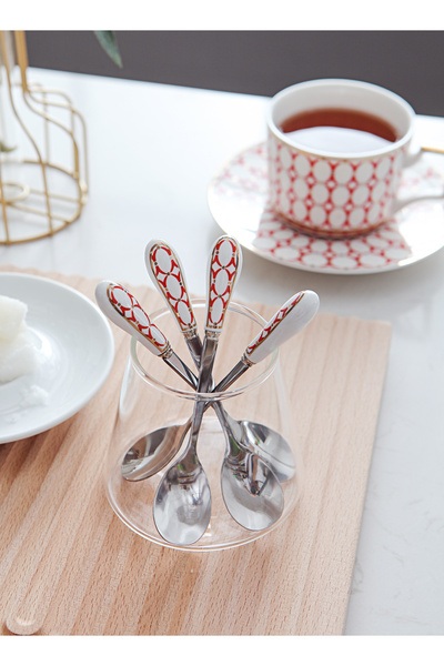 sharpdo European Stainless Steel Coffee Spoon Tea Spoon With Ceramic Handle