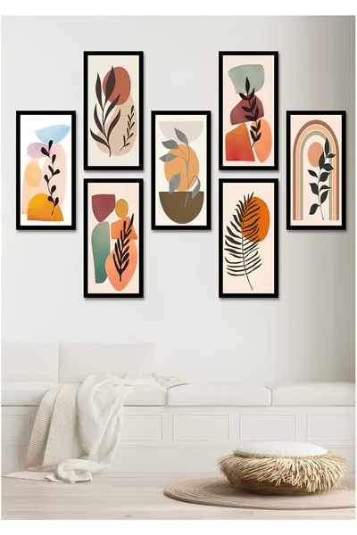 kutuTR Modern Style Dekorize Mdf 7 Parça Çerçeve Görünümlü Tablo Set 10203