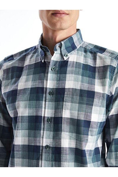 LC Waikiki Ανδρικό πουκάμισο με μακρυμάνικο καρό ποπλίνα κανονική εφαρμογή