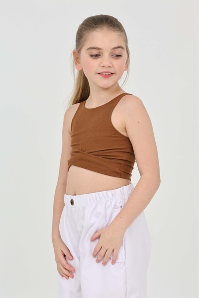 LePold Κοριτσίστικη μπλούζα με σταυρωτό σχέδιο καμιζόλ Crop