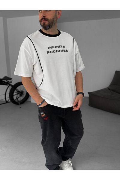BYBASICMAN Infinite White Oversize T-Shirt - Pm-008