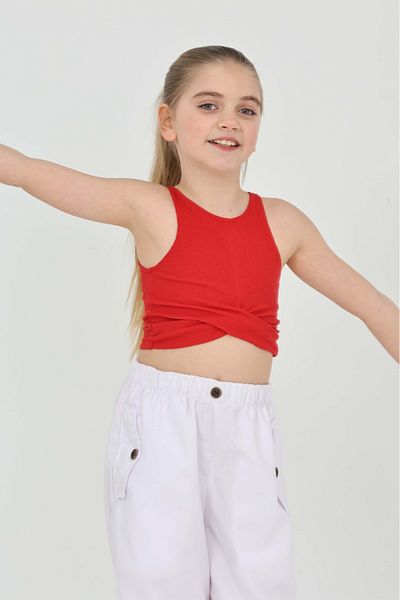LePold Girl's Cross Patterned Camisole Crop Blouse
