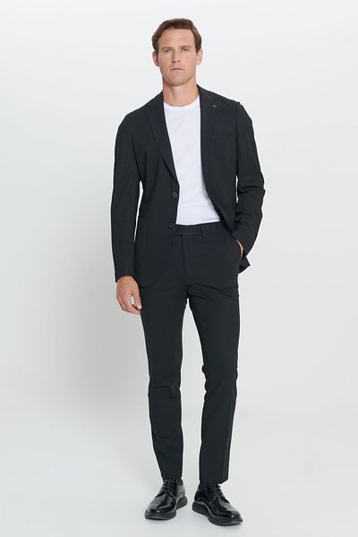 ALTINYILDIZ CLASSICS Men's Black Slim Fit Slim Fit Mono Neck Woolen Suit