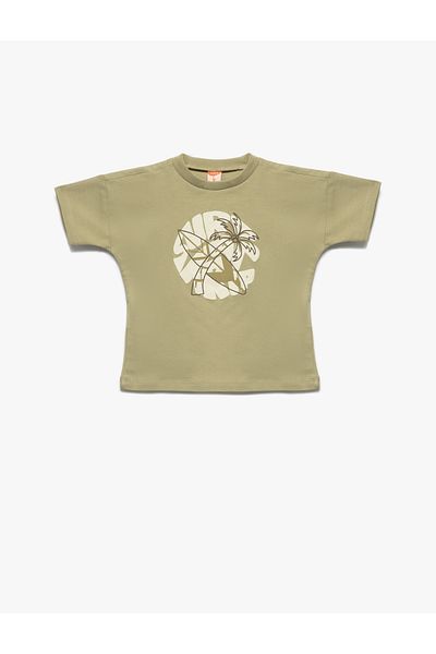 Koton Crew Neck Short Sleeve Printed Cotton T-Shirt