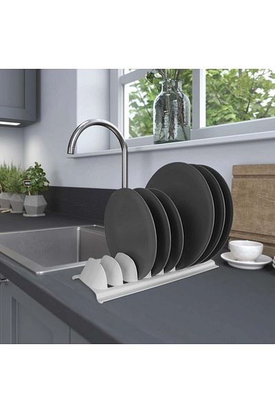Eynel 2 Pieces In-Cabinet Pot Pan Lid Plate Organizer Basket Plate Holder Dish Rack Kitchen White Black