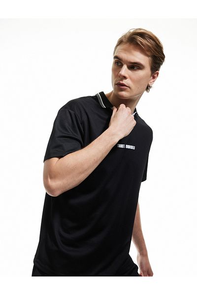 Koton Αθλητικό μπλουζάκι Polo Neck Regular Fit με κοντό μανίκι με στάμπα