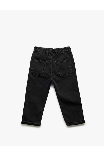 Koton Cotton Elastic Waist Pocket Detailed Denim Trousers