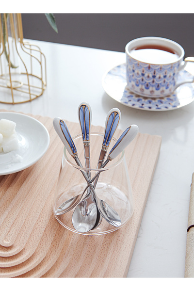 sharpdo European Stainless Steel Coffee Spoon Tea Spoon With Ceramic Handle