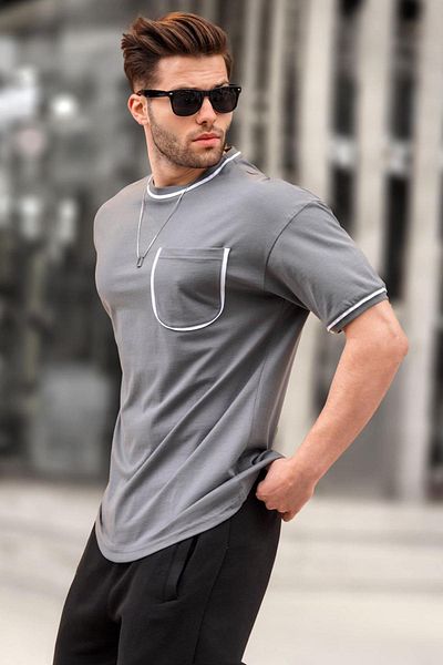 Madmext Ανδρικό T-shirt Smoked με Λεπτομέρεια Τσέπης 6176