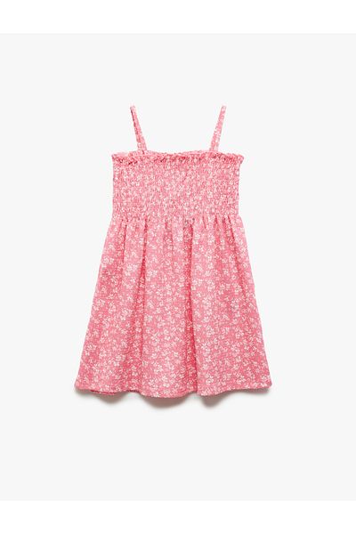 Koton Strappy Gipe Detailed A-Line Floral Patterned Dress
