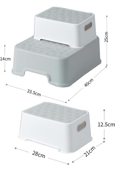 Yelajoy 2 Step Stool,with Anti-Slip Surface & Base,with Wide Steps,for Toddlers Potty Training,Gray