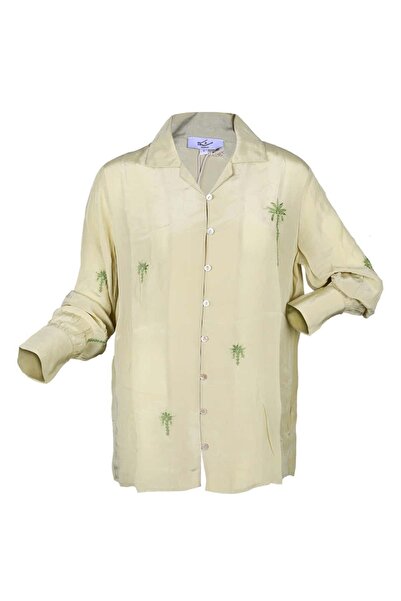 Mishkat قميص نخيل من قماش الكريب الفيسكوز (أصفر) - XL