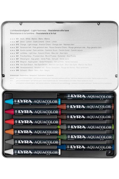 LYRA مجموعة ألوان الباستيل المائية Aquacolor Aquarell مكونة من 12 صندوقًا معدنيًا
