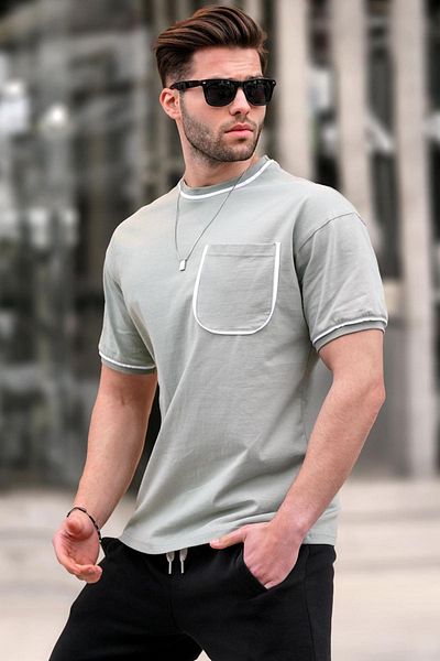 Madmext Ανδρικό μπλουζάκι Mint Green με Λεπτομέρεια Τσέπης 6176