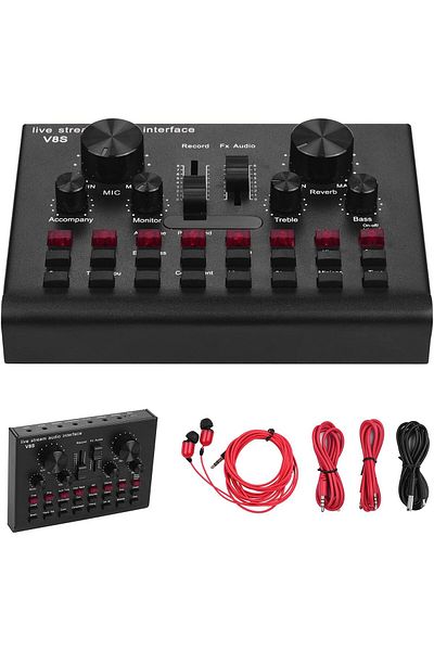 fulina Microphone Sound Card,16 Effects USB Audio Mixer for Streaming,Voice Changer Device,DJ Karaoke