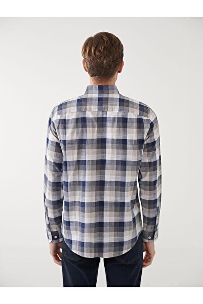 LC Waikiki Ανδρικό πουκάμισο με μακρυμάνικο καρό ποπλίνα κανονική εφαρμογή