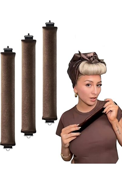 Saharaz مجموعة تجعيد الشعر الساتان بدون حرارة مكونة من 3 قطع، بكرات تجعيد الش...