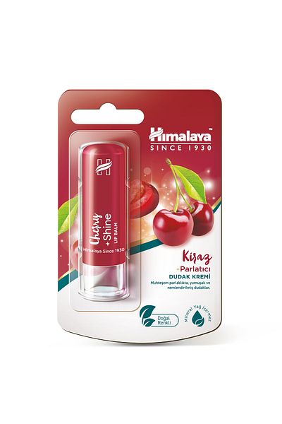 Himalaya Since 1930 Brightening Lip Care Cream, Cherry, Moisturizing, 100% Natural Color, Silicone Free, 4.5 g