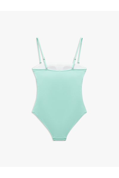 Koton Strapless Swimsuit with Detachable Thin Strap Detail