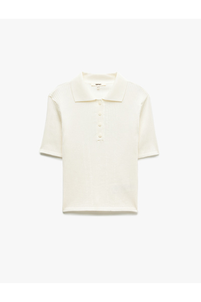 Koton Kısa Kollu Düğmeli Polo Yaka Triko Kazak