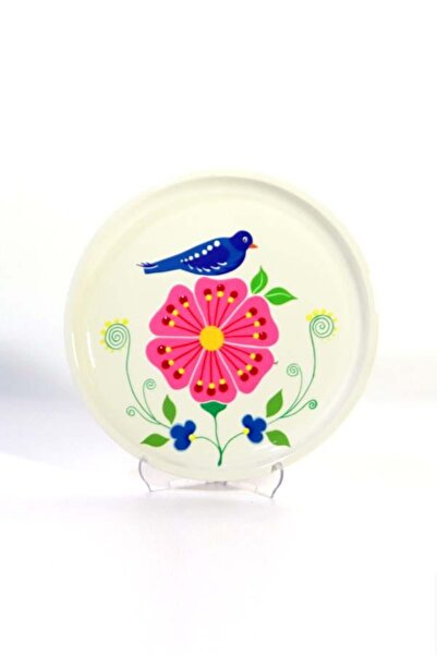 DEDEMİN EMAYELERİ Emaye Tepsi Beyaz Kuş 26 cm