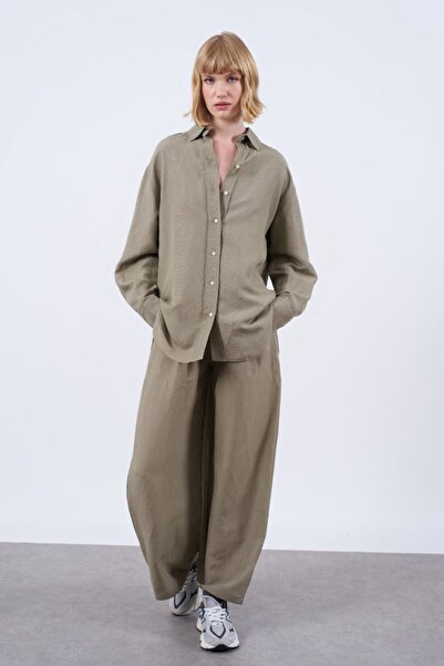 Fast Perry Set pantaloni cămașă de in pentru femei