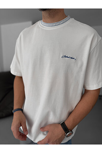 BYBASICMAN White Collar Stitched Oversize T-Shirt C-001