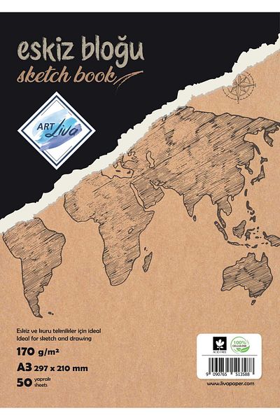 art liva Sketch And Drawing Notebook Spiral A3 170gr 50 Sheets