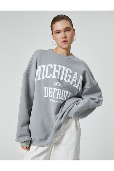 Koton College Sweatshirt Comfortable Fit Long Sleeve Crew Neck