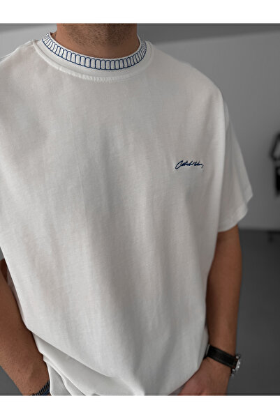 BYBASICMAN White Collar Stitched Oversize T-Shirt C-001