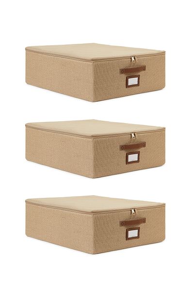 Ocean Home Textile 3 μεσαίου μεγέθους γιούτα Βάση Six Suitcase Organizer Υποστηριζόμενο κουτί αποθήκευσης 45x55x18