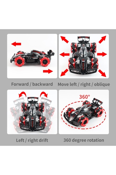 Yelajoy 2.4G 4WD Lateral Drift Special Effects Spray Remote Control Car,Red,25x14x8 cm