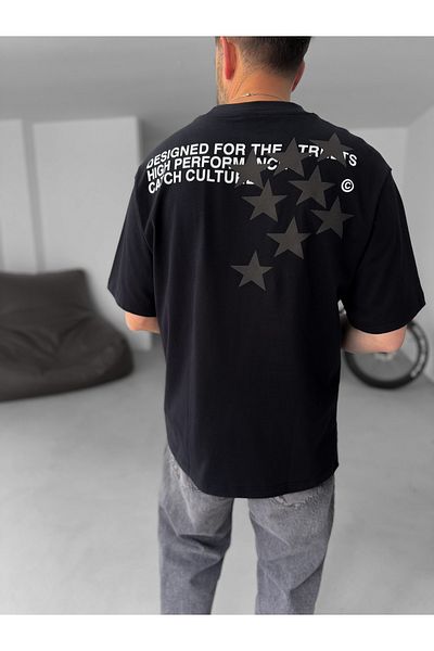 BYBASICMAN Black Star C Printed Oversize T-Shirt C-058