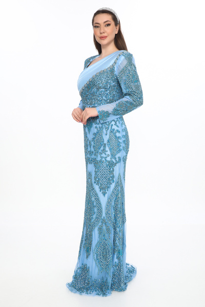 GATSBYLADY LONDON BONNİ - EL İŞLEMELİ , TAŞEL DETAYLI ELBİSE