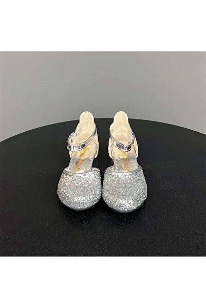 jadeer Pantofi cu toc argintiu Sema pentru fete argintiu 26-30 SG124