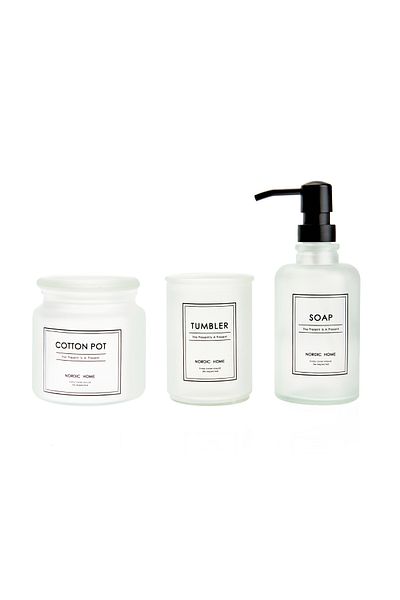 MİEN Mien 3-Piece Glass Bathroom Accessory Set - Transparent