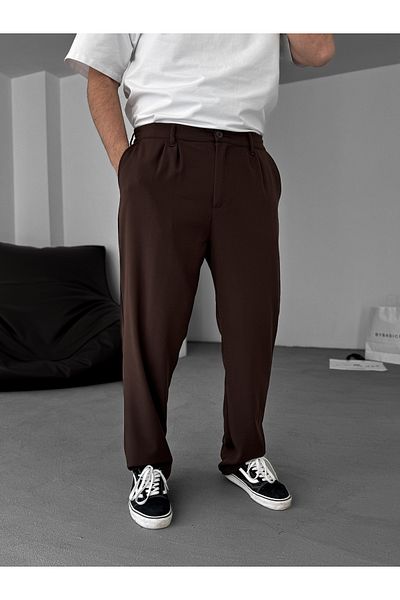 BYBASICMAN Loose Fit Fabric Trousers - Ke-Df