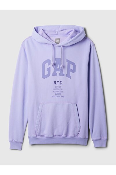 GAP Erkek Lila Gap Logo Fransız Havlu Kumaş Sweatshirt