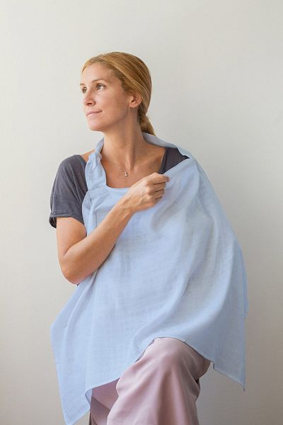 DEUX LAPINS 100% Cotton Muslin Baby Nursing Bib Endless Blue - Blue Color