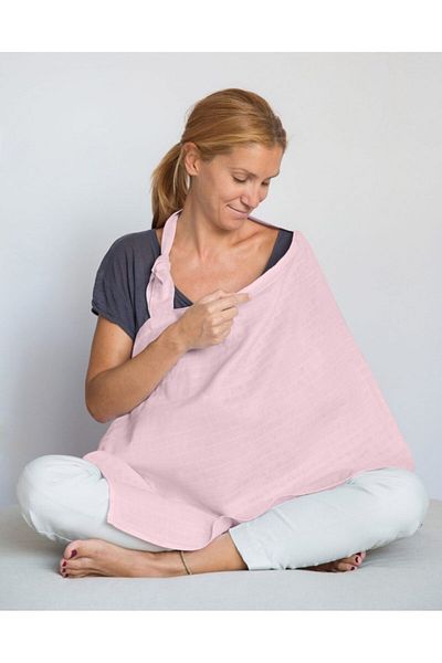 DEUX LAPINS 100% Cotton Muslin Baby Nursing Bib Innocent Pink - Pink Color