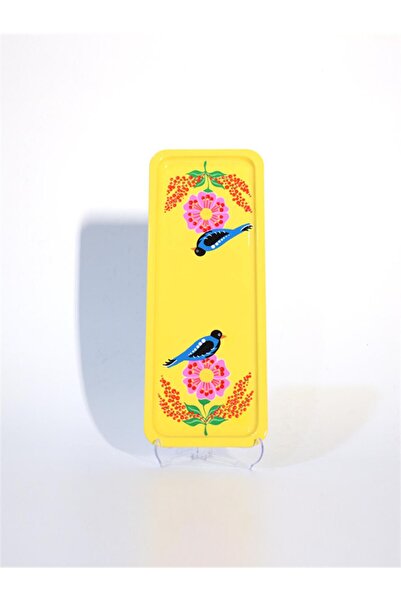 DEDEMİN EMAYELERİ Dikdörtgen Tepsi Kuşlu Sarı
