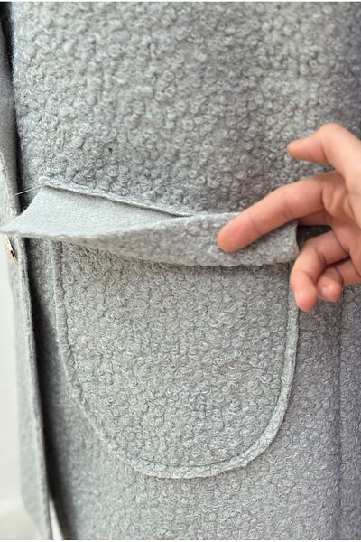 Ebrar Store سترة بوكليت رمادية - غطاء بليز، جيب - FS1238