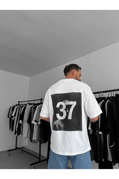 BYBASICMAN White C37 Printed Oversize T-Shirt C-059