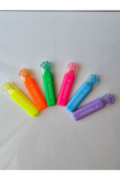 PERFECT Paw Shaped Neon Colors Highlighter (Piece of 6)